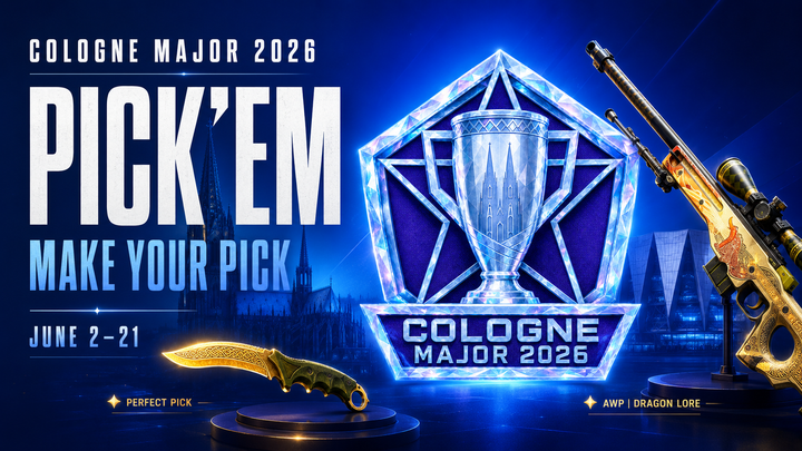 Pick’em Cologne Major 2026 на CYBERSHOKE — прогнозы, бесплатные скины и AWP | Dragon Lore